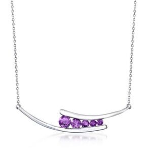 1.30 ct. t.w. Amethyst Bar Necklace in Sterling Silver